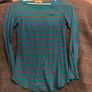 Blue and gray  stripped long sleeved shirt